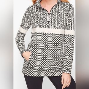 T By Talbots | Fair Isle Half Zip Pullover | Size Mp